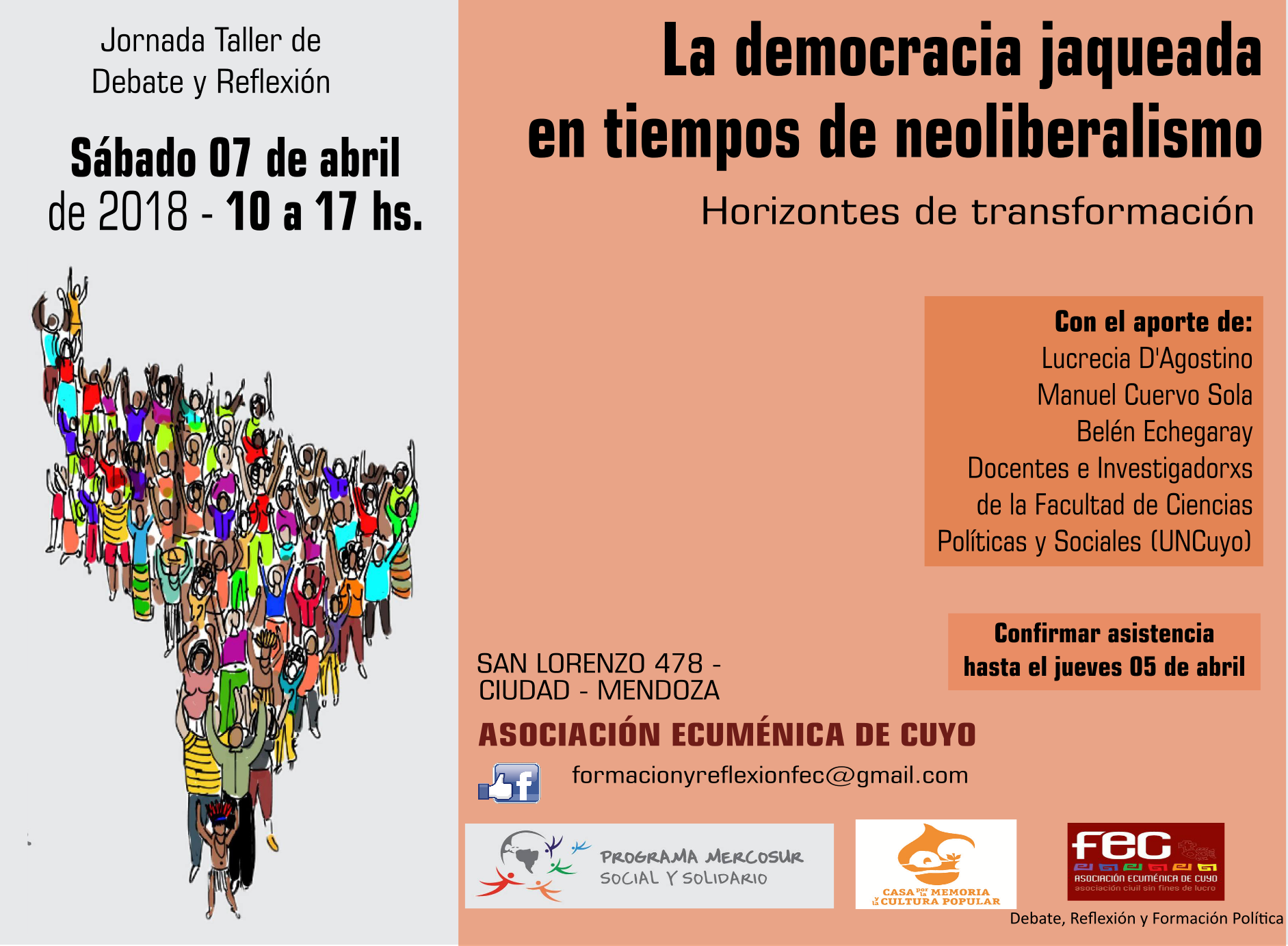 Jornada Taller “La democracia jaqueada en tiempos de neoliberalismo”
